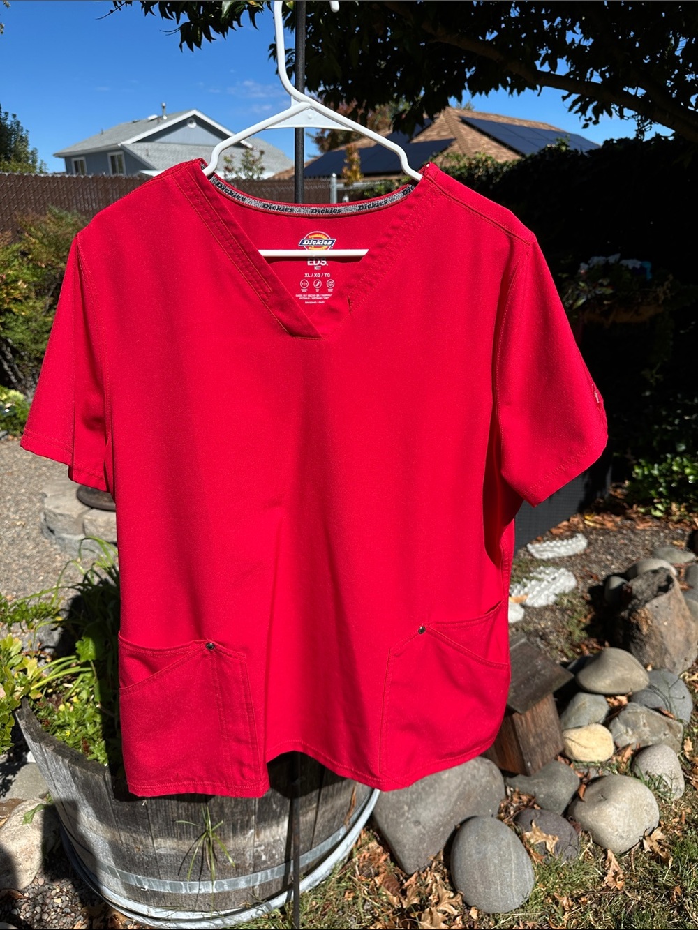 Dickies Women’s Red V-Neck Scrub Shirt